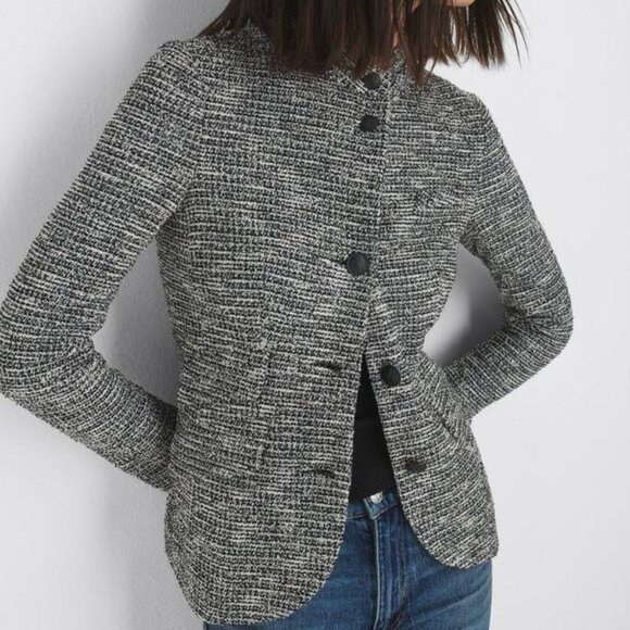 NWT$600 RAG & BONE 0 4 10 Slade Italian Tweed Blazer Grey Navy White Cotton - Picture 6 of 10